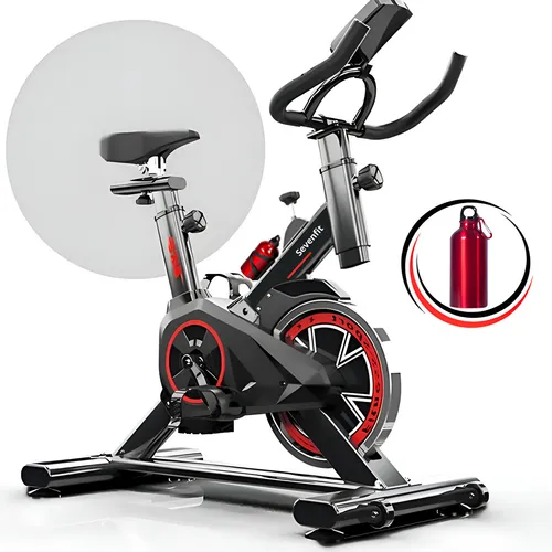 Bicicleta ergométrica Sevenfit preta e vermelha