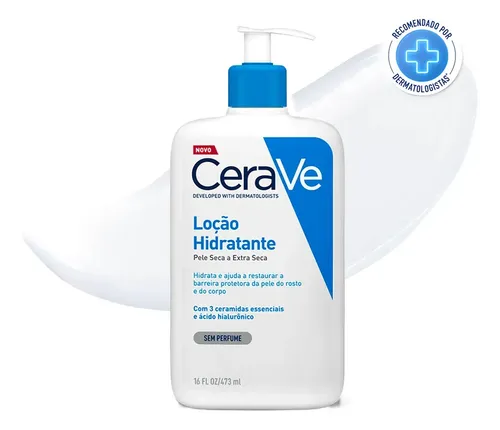 Frasco de loção hidratante corporal CeraVe de 473 ml