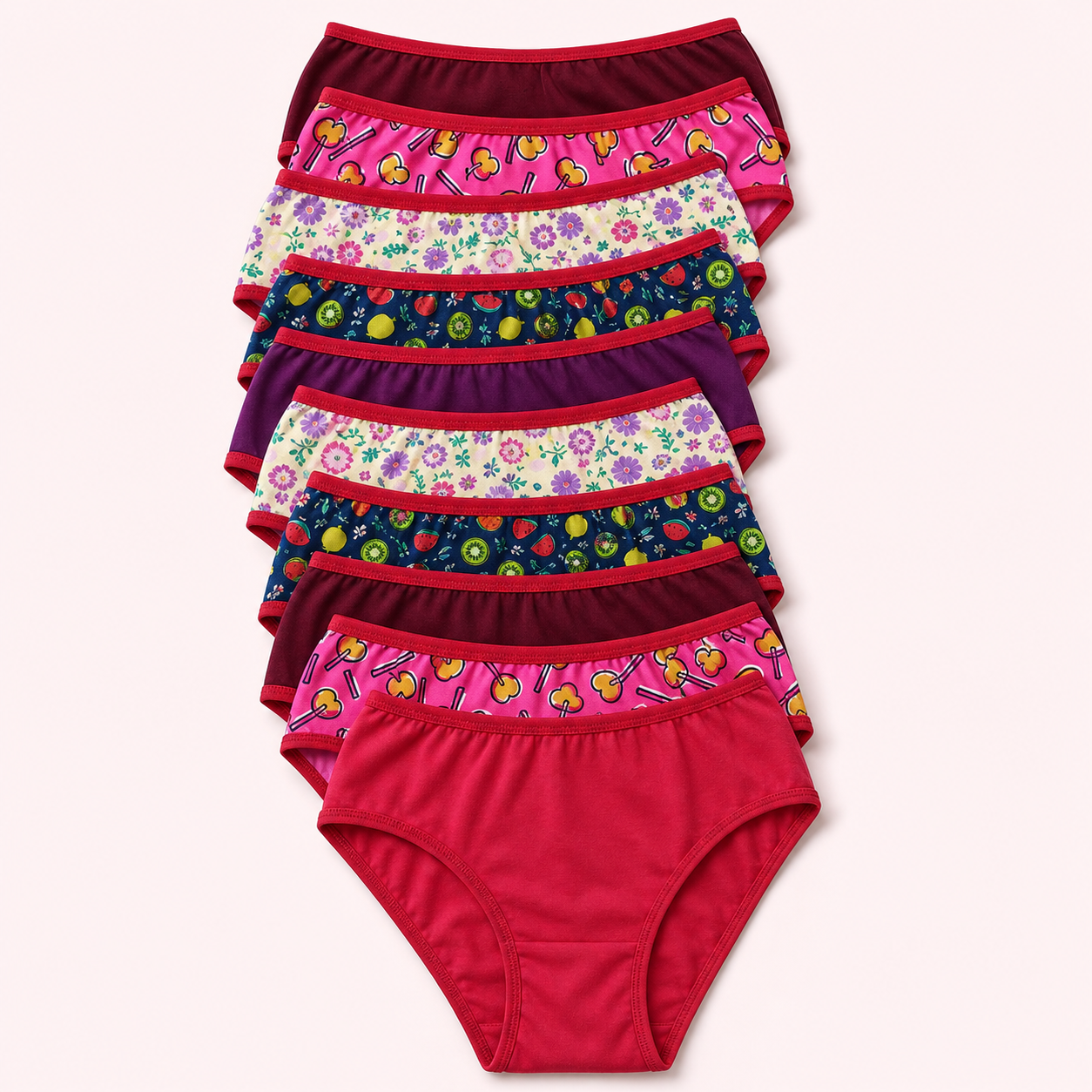 Kit de calcinhas femininas coloridas e estampadas